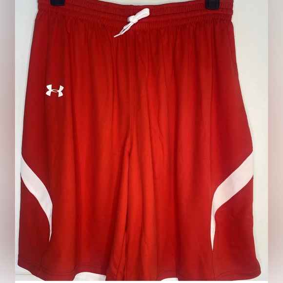 New Under Armour UA Mens Reversible Basketball Shorts Red White Athletic - Picture 1 of 5